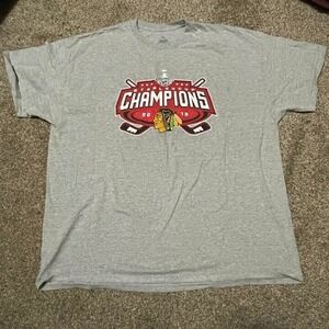 Chicago Blackhawks 2015 Stanley Cup Champions T-Shirt Mens XXL Gray NHL Tee